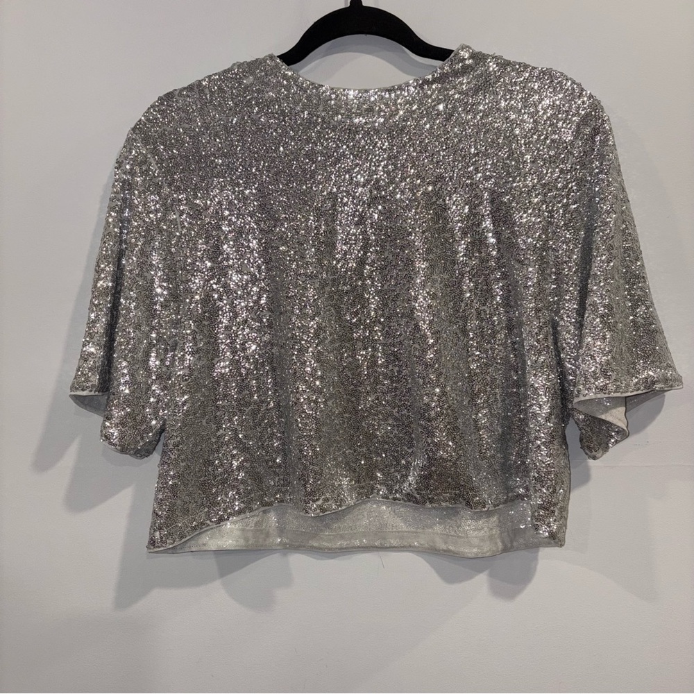 Silver Sequin Women's Top